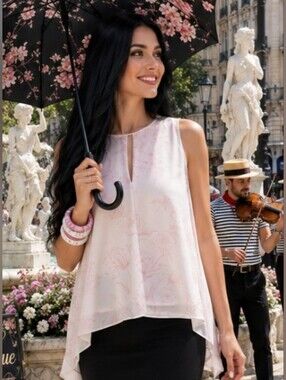 BCBG Ss MLight Pastel Pink Floral Halter Camisole